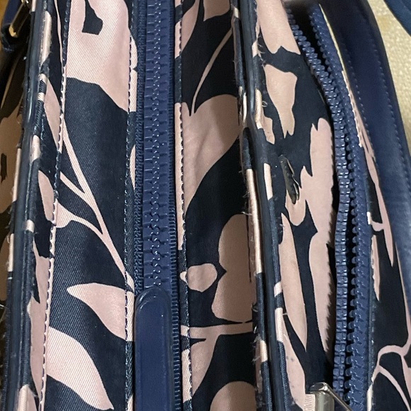 Kate Spade Jae Garden Vine Print Nylon Medium Navy Blue Satchel Bag - Picture 16 of 16